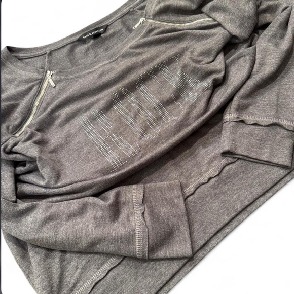 Rock & Republic Woman Size XL Gray Silver Mini Logi Zip Collar - Picture 2 of 10